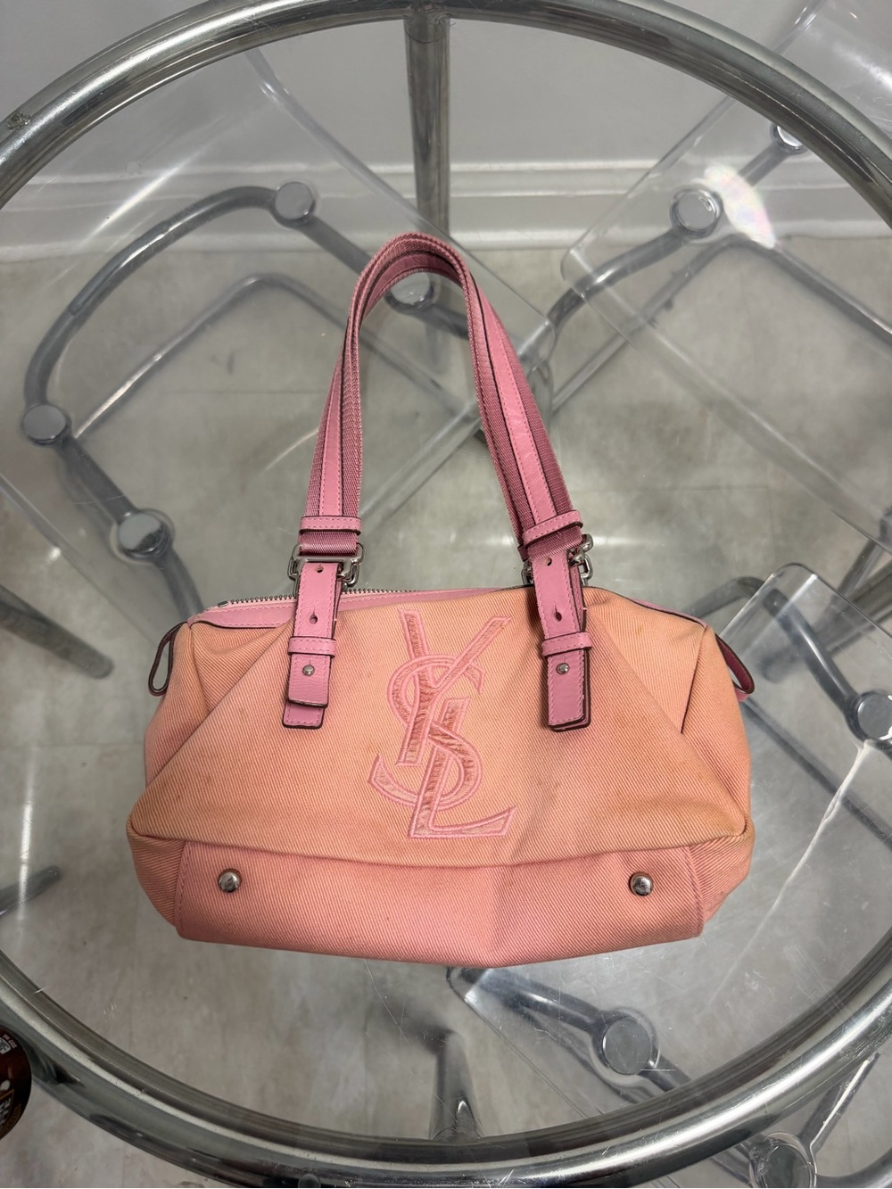 Saint Laurent Pink Canvas Dual-Handle Shoulder Bag